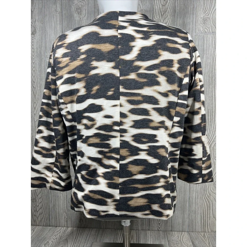 East 5th Animal Print Womens Size LARGE Shoulder Pads Lined 3/4 Sleeve Jacket